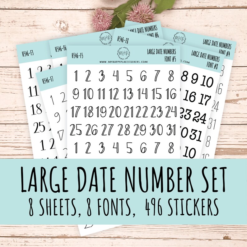 Sticker Set of Large Date Number Stickers for Planners image 1