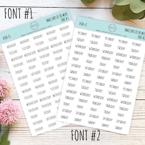 Small Days of the Week Sticker for Planners, Organizers and Bullet Journals. H500 image 2