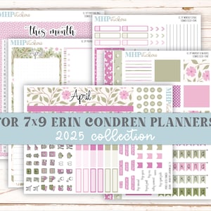 APRIL 2025 Monthly Kit Stickers for 7x9 Erin Condren Planners.  &quot;Flower Field&quot; || ECMFF