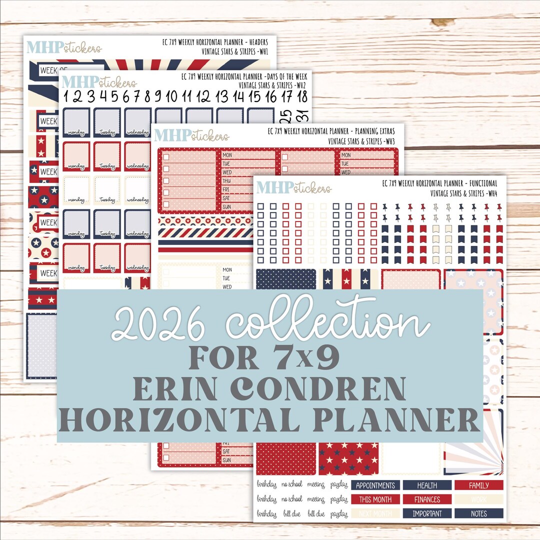JULY Weekly Horizontal Planning Kit for 7x9 Erin Condren Planners. 2026 ...
