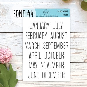 X-LARGE Month Stickers for Planners, Organizers, Bullet Journals, and Happy Planners F741 Font # 4