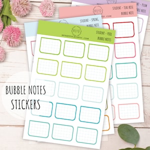 Bubble Notes Stickers for Planners and Bullet Journals || F714