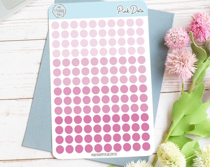 Pink Dots Planner Stickers for Bullet Journals, Planners and College Planner Sticker || H511-PNK