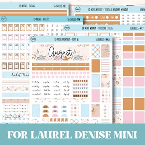 August Stickers for Small Horizontal & Vertical Laurel Denise Planners. (Formerly Mini Planner)  &quot;Seashells&quot;  || MSH
