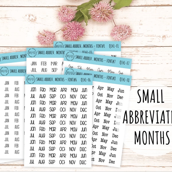 Small Abbreviated Month Stickers for Bullet Journals and Planners || Q141