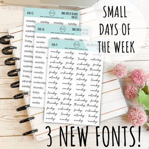Small Days of the Week Sticker for Planners, Organizers and Bullet Journals. College Planner || H500
