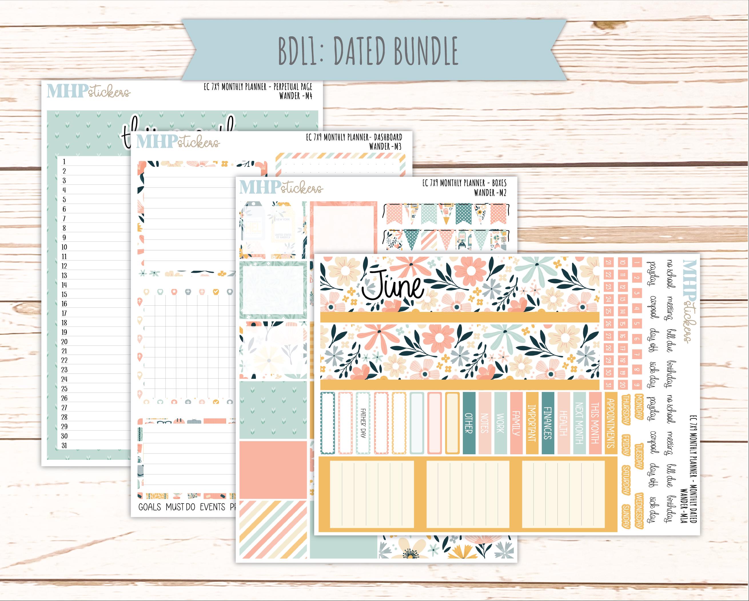 JUNE Monthly Kit for 7x9 Erin Condren Planners. 2026 Collection "wander ...