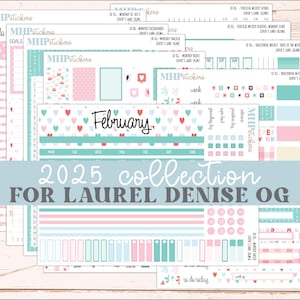 2025 年 2 月 オリジナルサイズの横型および縦型 Laurel Denise プランナー用ステッカー。「Lover's Lane」|| OGLL
