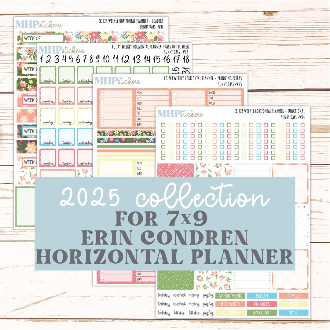 AUGUST Weekly Horizontal Planning Kit for 7x9 Erin Condren Planners ...