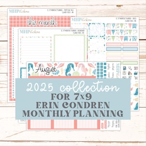 AUGUST MONTHLY Kit for 7x9 Erin Condren Planners. 2025 Collection  &quot;Island Vibes&quot; || ECM