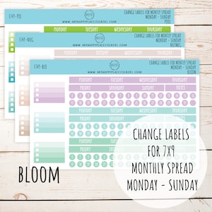 Change Labels for Monthly Spread. EC 7 x 9 Monthly Spread || 749