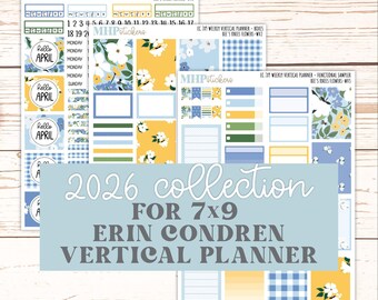 APRIL Weekly Vertical Kits for 7x9 Erin Condren Planners. 2026 Collection "Bee's Knees Flowers" || ECWV