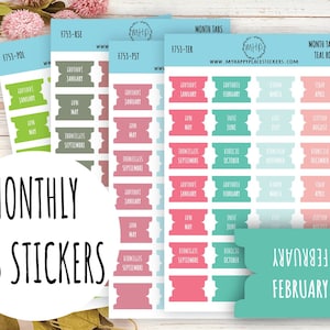 Month Tab Stickers for Planners. Tabs for Planners. Month Stickers || F753