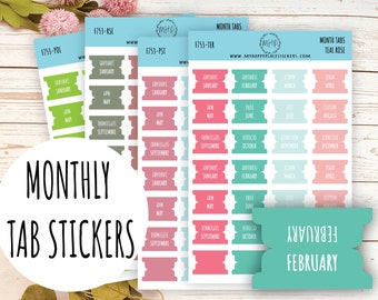 Month Tab Stickers for Planners. Tabs for Planners. Month Stickers || F753