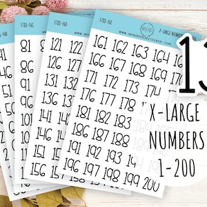 Stickers très grands chiffres 1 - 200. Stickers agenda || F788