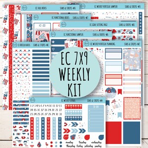 Kits de planification hebdomadaires de juillet pour agendas 7x9. « ÉTOILES et RAYURES » || S&S-O