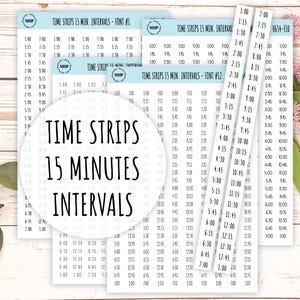 Tijdstroken voor planners. Intervallen van 15 minuten. Plannerstickers || H654
