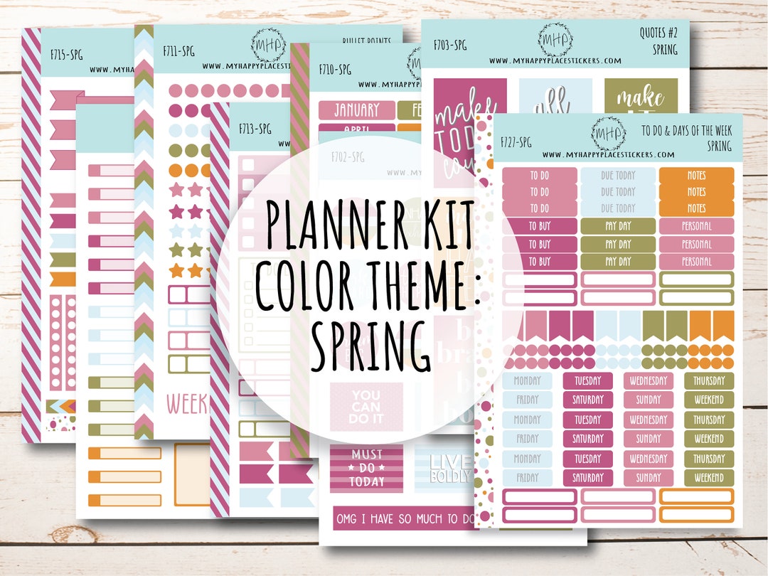 Weekly Kit Sheets "spring" Stickers for 7X9 Planners and Bullet ...