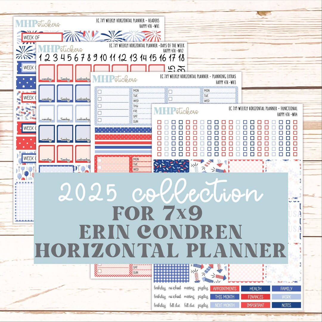 JULY Weekly Horizontal Planning Kit for 7x9 Erin Condren Planners ...