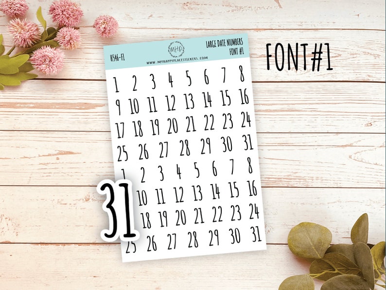 Sticker Set of Large Date Number Stickers for Planners, Organizers and Bullet Journals S06 image 2