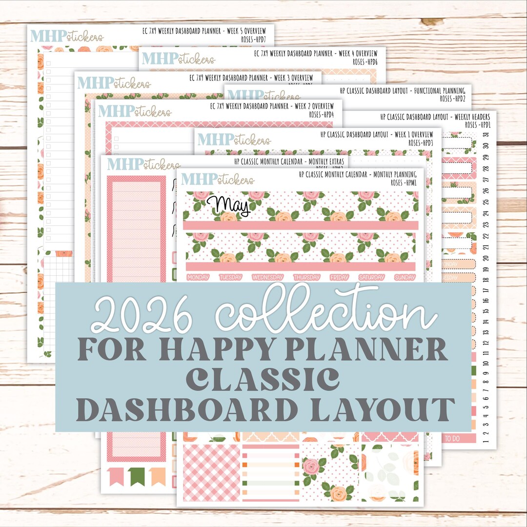 MAY Stickers for Happy Planner Classic Dashboard Layout. 2026 ...