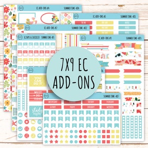 Add Ons Stickers for 7x9 Erin Condren Planners. August &quot;Summer Time&quot; || ST-AO