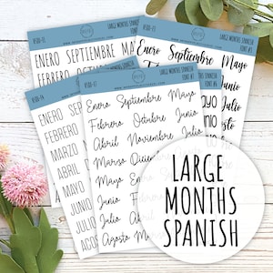 Große SPANISCHE Monats-Sticker. Sticker für Planner, Organizer und Bullet Journals. 8 Schriftarten zur Auswahl || H580