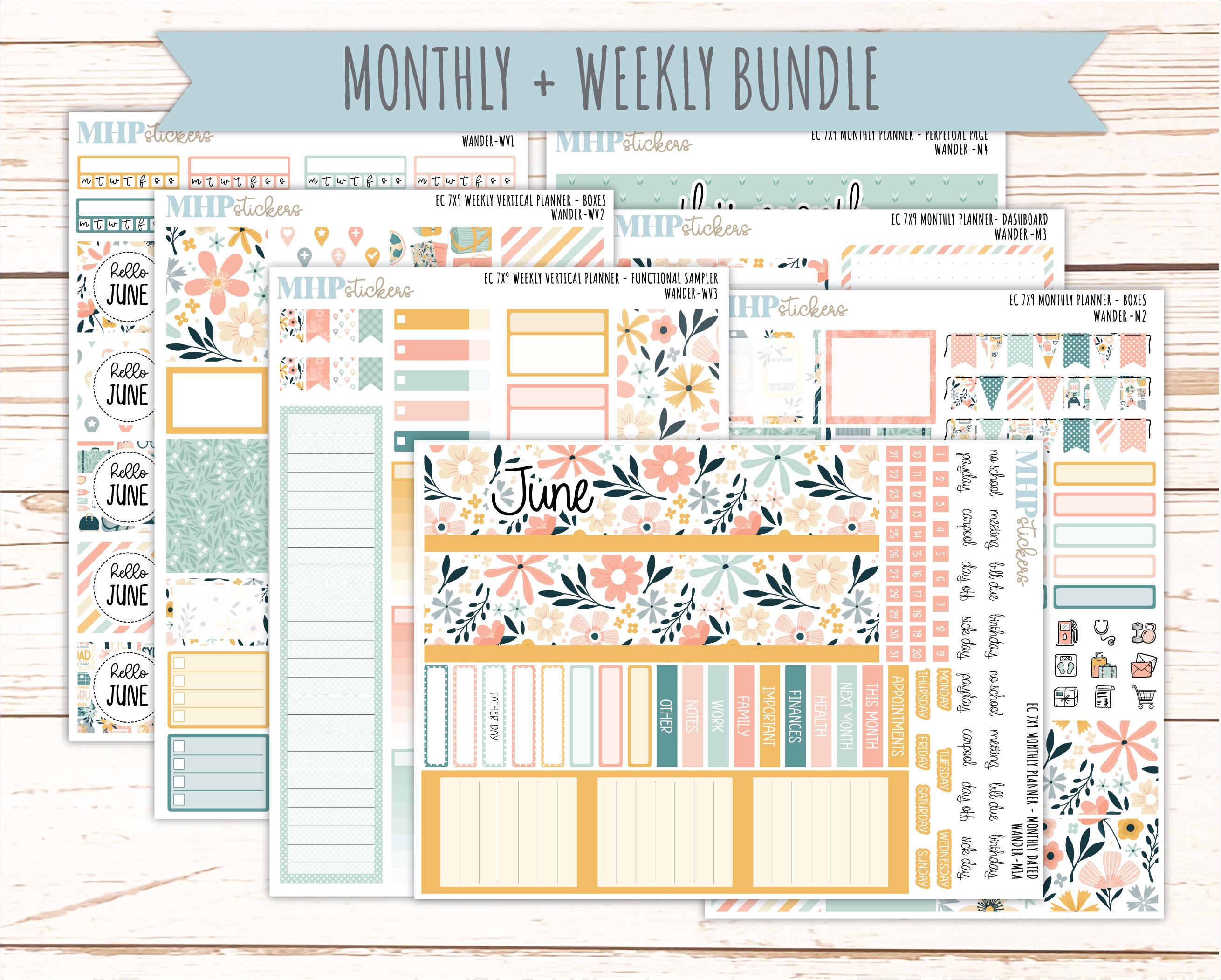 JUNE Weekly Vertical Kits for 7x9 Erin Condren Planners. 2026 ...