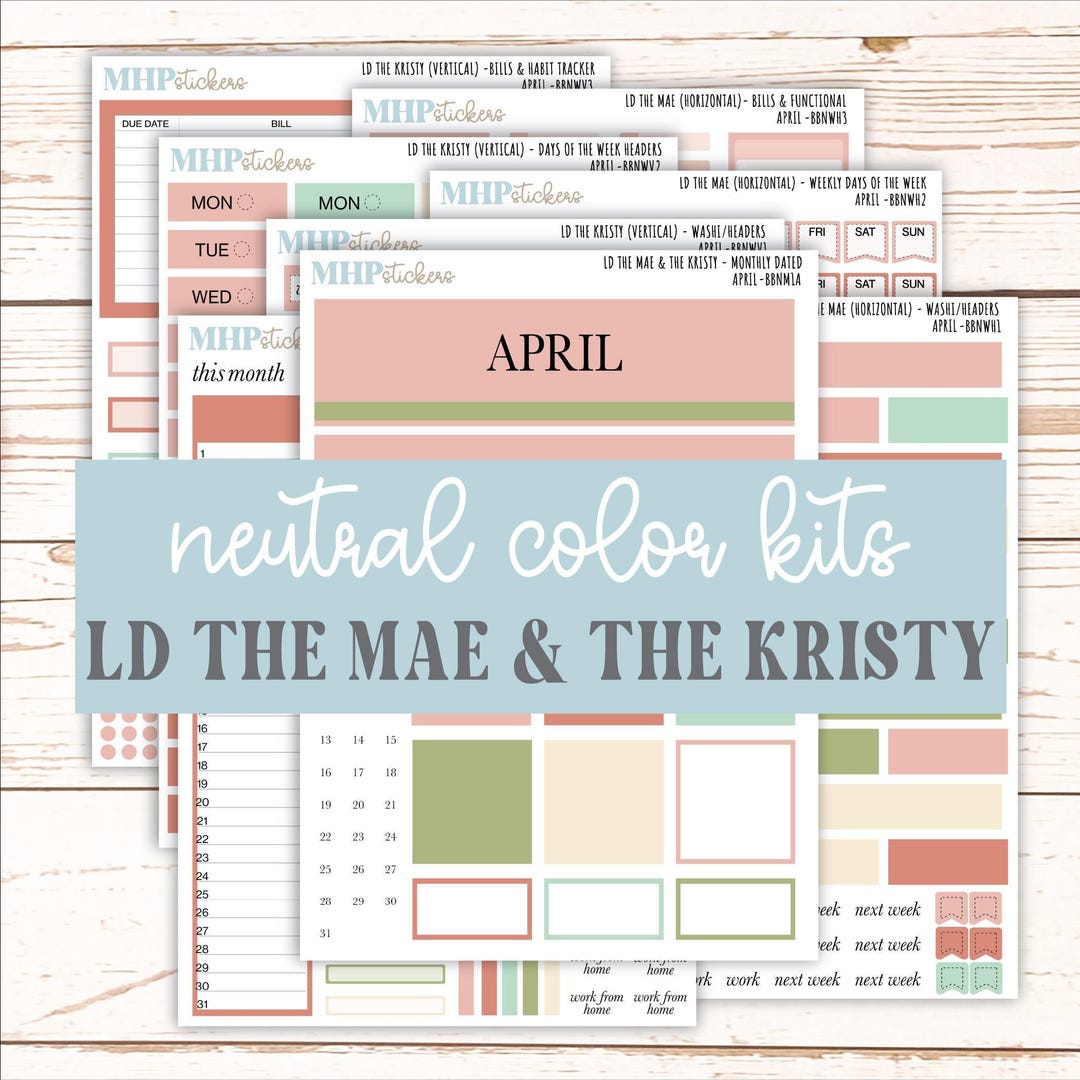 APRIL Stickers for the Mae & Kristy Laurel Denise Planners (formerly ...