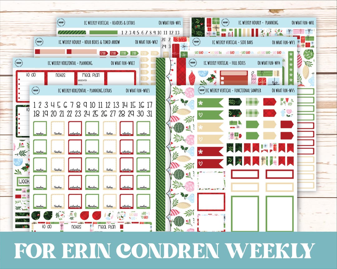 DECEMBER Weekly Planning Kits for 7x9 Erin Condren Planners. "oh What ...