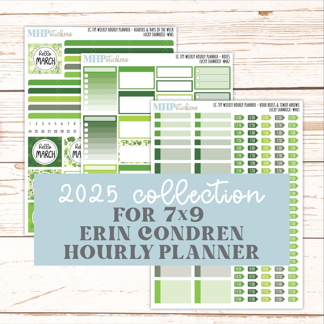 MARCH Weekly Hourly Planning Kits for 7x9 Erin Condren Planners. 2026 ...