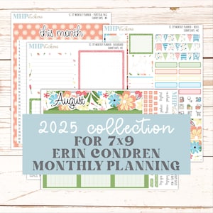 AUGUST MONTHLY Kit for 7x9 Erin Condren Planners. 2025 Collection  &quot;Sunny Days&quot; || ECM