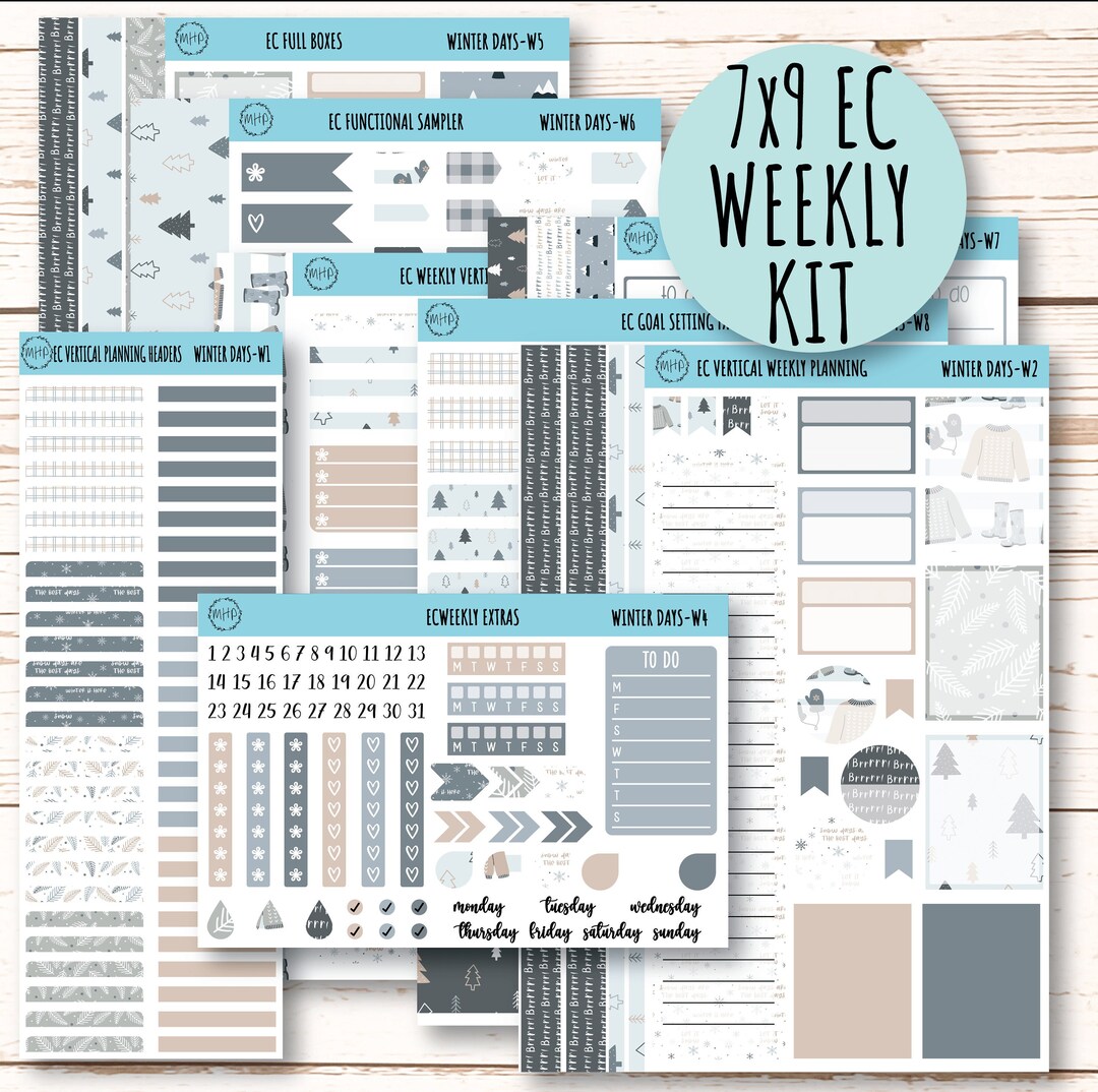 Erin Condren 7x9 Weekly Planning Kit. Planner Stickers JANUARY winter ...