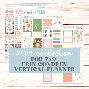 AUGUST Weekly Vertical Kits for 7x9 Erin Condren Planners. &quot;Sunny Days&quot;  || ECWV