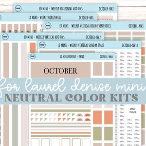 OCTOBER Neutral Color Stickers for small Laurel Denise Planners || NOCT