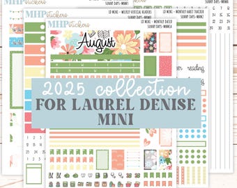 AUGUST 2025 Stickers for Small Horizontal & Vertical Laurel Denise Planners. (Formerly Mini Planner)  "Sunny Days"  || MNSD