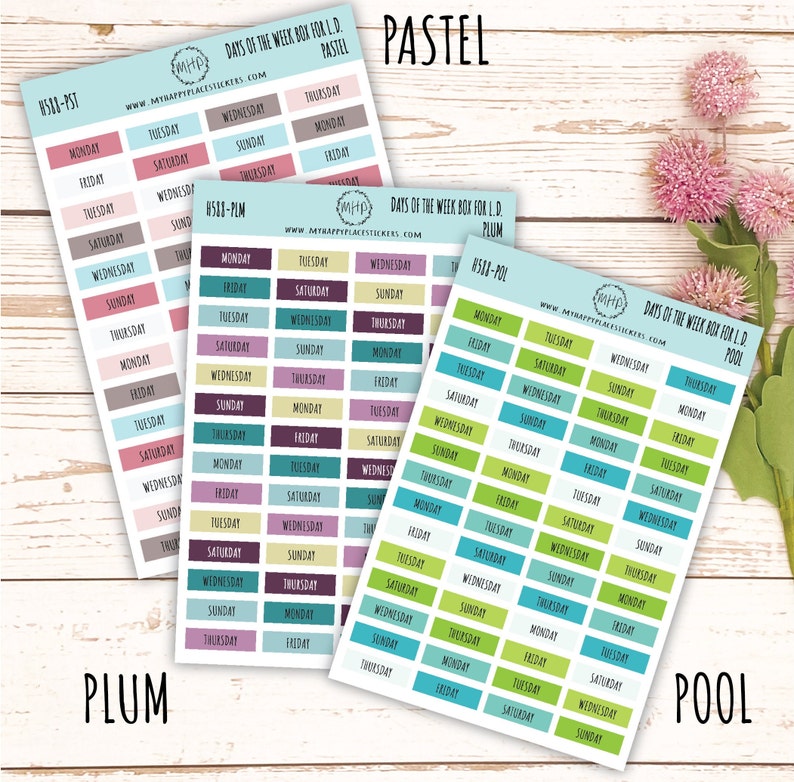 Days of the Week Color Box. Planner Stickers || H588 - Etsy