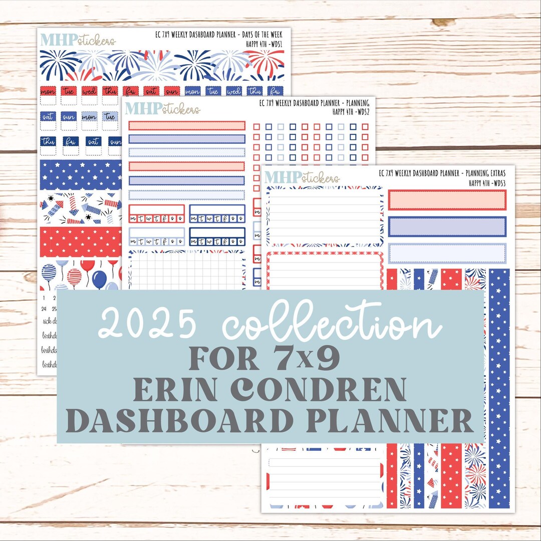 JULY Weekly Dashboard Kit for 7x9 Erin Condren Planners. "happy 4th ...