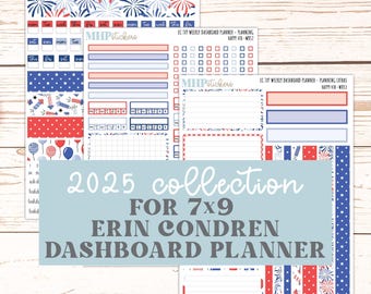 JULY Weekly Dashboard Kit for 7x9 Erin Condren Planners. "Happy 4th"  || ECWDS