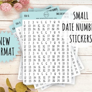 Small Date Number Stickers for Planners, Organizers and Bullet Journals. NEW FORMAT || H564