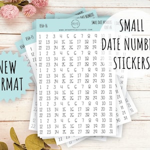 Small Date Number Stickers for Planners, Organizers and Bullet Journals. NEW FORMAT || H564