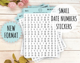 Small Date Number Stickers for Planners, Organizers and Bullet Journals. NEW FORMAT || H564