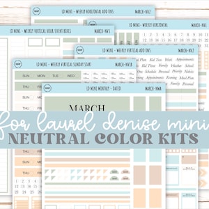 MARCH Neutral Color Stickers for small Laurel Denise Planners || NMAR