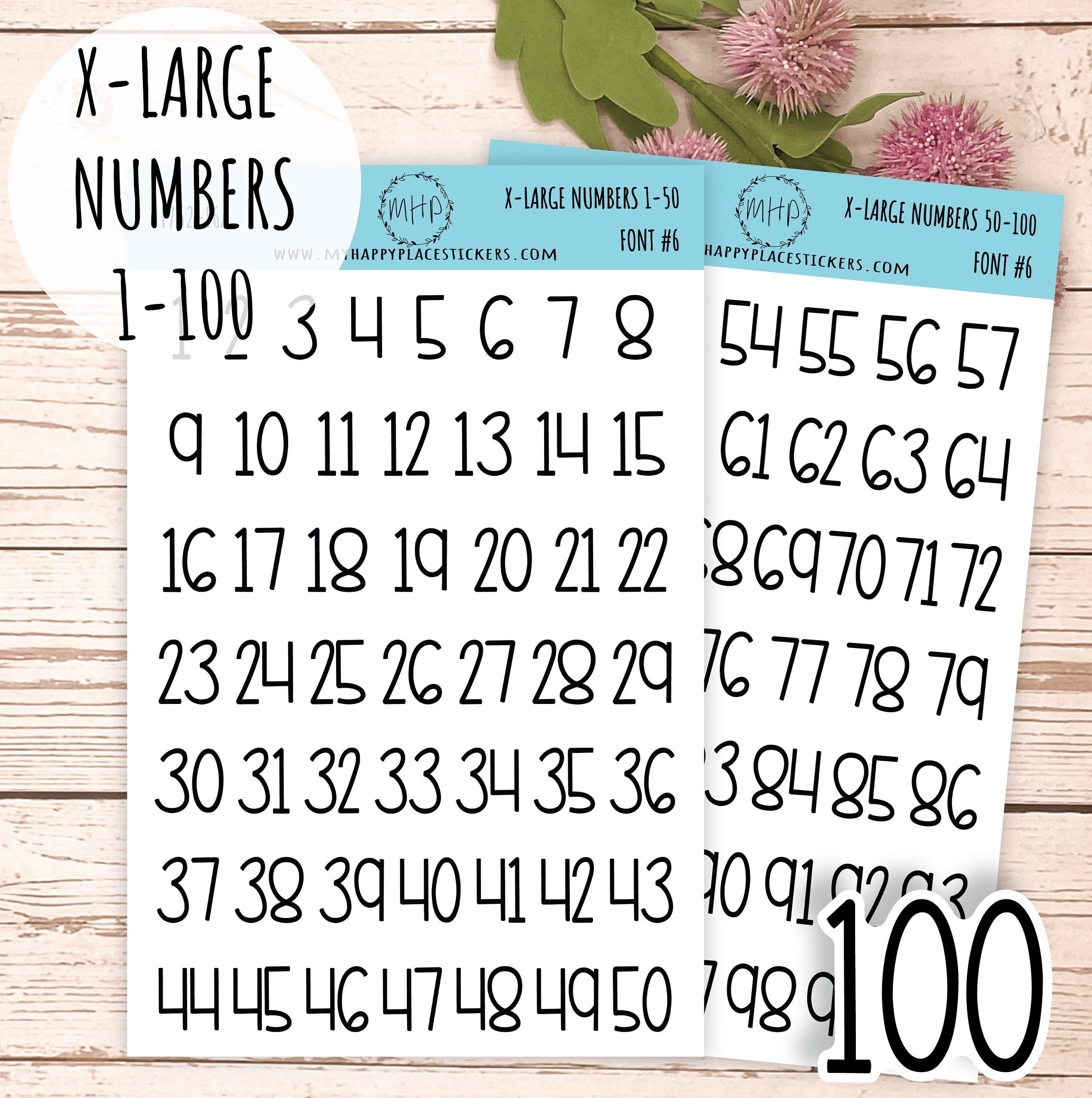 X-large Number Stickers 1 100. Planner Stickers. 100 Envelope Challenge  F752 