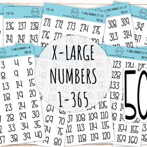 X-Large Number Stickers  1 - 365. Planner Stickers || F788