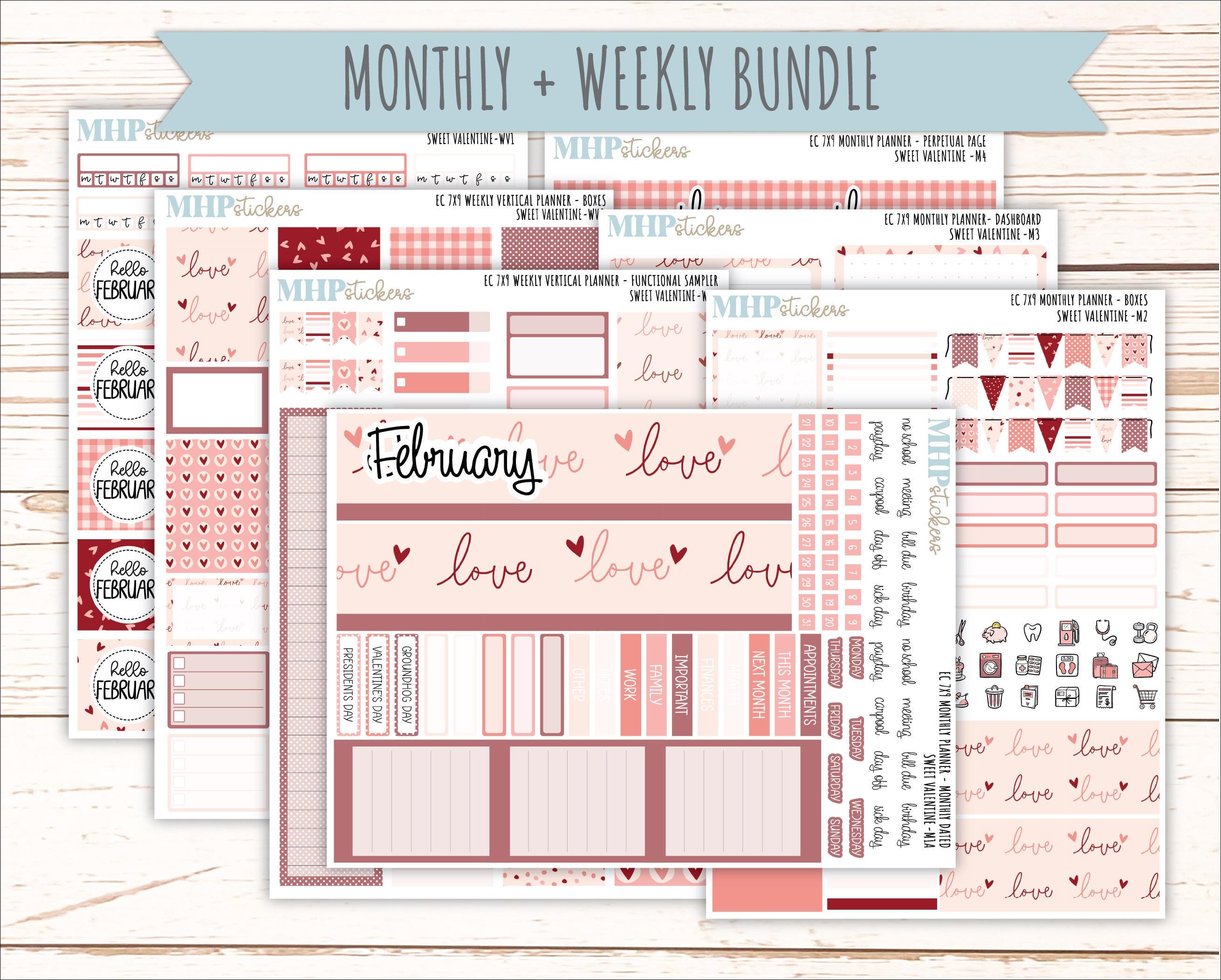FEBRUARY Weekly Vertical Kits for 7x9 Erin Condren Planners. 2026 ...