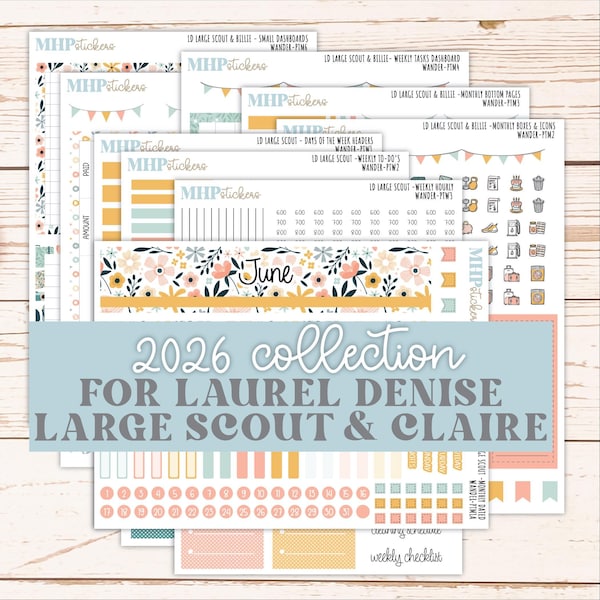 JUNE 2026 Stickers for the Large Scout & Large Claire Laurel Denise Planners "Wander"  || PT