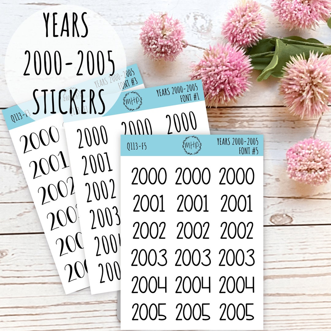 2000 - 2005 Year Stickers for Planners || Q113 - Etsy