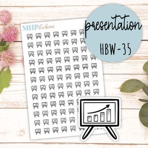 PRESENTATIE: zwart-wit pictogram. Plannerstickers || HBW-35