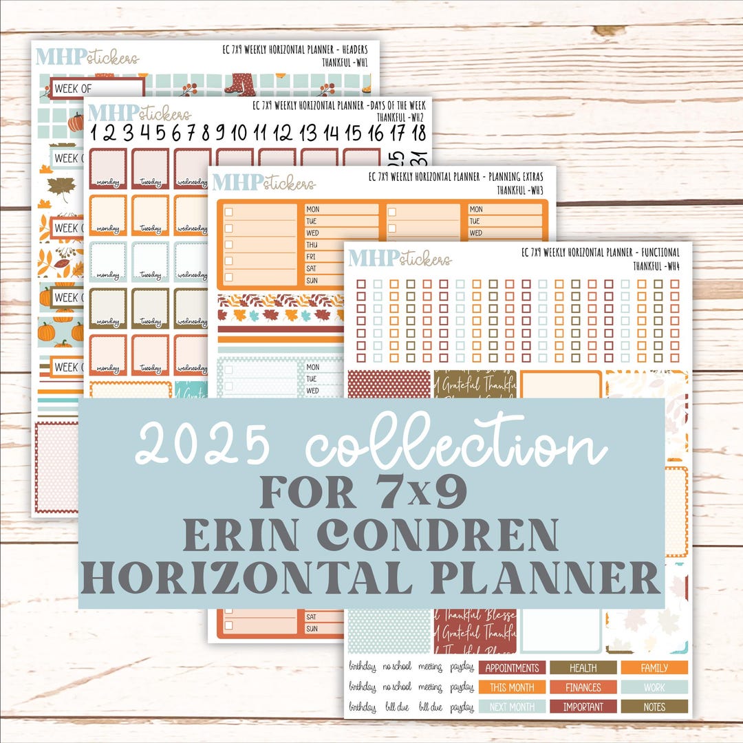NOVEMBER Weekly Horizontal Planning Kit for 7x9 Erin Condren Planners ...